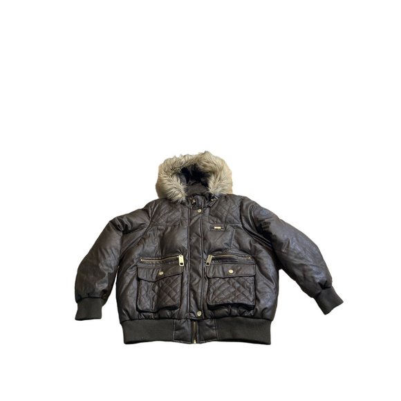 Apple Bottom Jeans Womens Brown Puffer Bomber Jacket - Picture 1 of 7